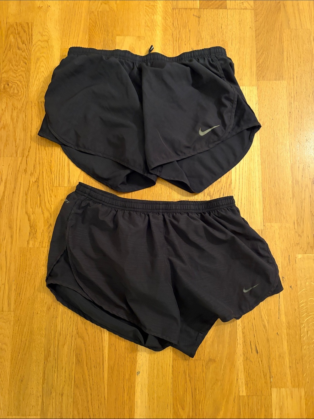 2x Nike Women's Black Athletic Running Shorts with Reflective Swoosh